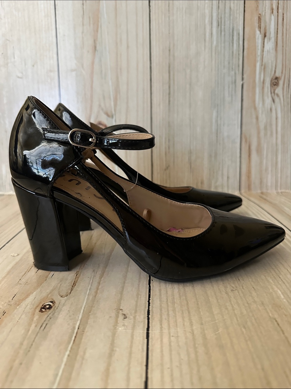 Unisa Black Patent Mary Jane Block Heels